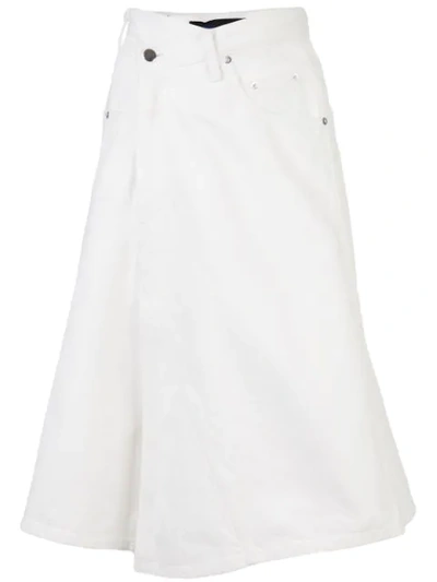 Proenza Schouler Asymmetric Denim Midi Skirt In Off White