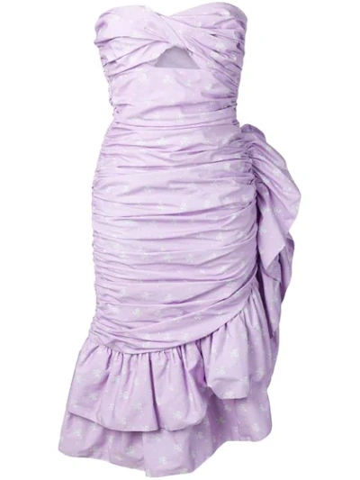 Vivetta Strapless Ruffle Dress In Purple