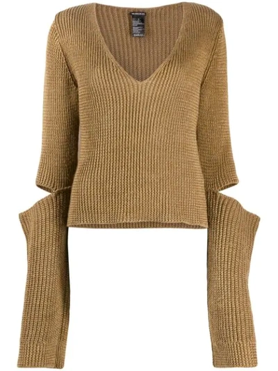 Ann Demeulemeester Knitted Top In Brown