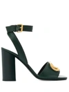 Valentino Garavani Vlogo Heeled Sandals In 015 Verde Bottiglia