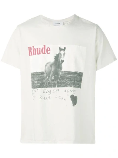 Rhude Printed Cotton-jersey T-shirt In White