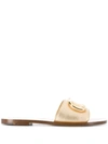 Valentino Garavani Brooch Slide Sandal In Gold