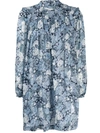 Ganni Floral Print Dress In Blue
