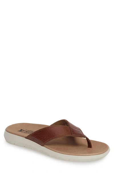 Mephisto Charly Flip Flop In Tan Leather