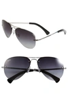 Ray Ban Highstreet 59mm Semi Rimless Aviator Sunglasses - Silver