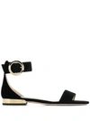 Jimmy Choo Jamie Flat Suede Sandals In Black