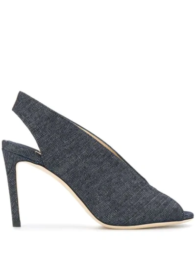 Jimmy Choo Shar Peep-toe Denim Slingback Pumps In Indigo