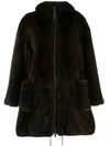 Liska Hooded Coat In Brown