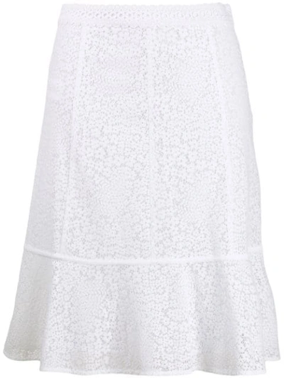 Michael Michael Kors Embroidered Floral Skirt In White