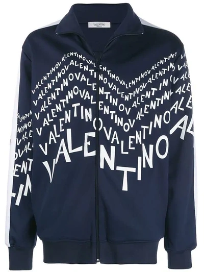 Valentino Logo Print Track Jacket In Blue