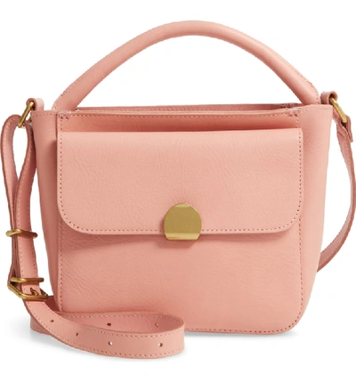 Madewell The Mini Abroad Leather Crossbody Bag - Coral In Peach