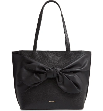 Ted Baker Diiana Soft Knot Detail Leather Shopper In Black