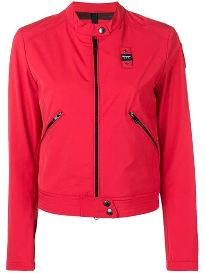 Blauer Zip Cropped Jacket - Red