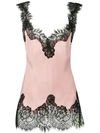 Gold Hawk Contrasting Lace Trim Top - Pink