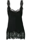 Gold Hawk Lace Trim Tank Top In C26 Black Black