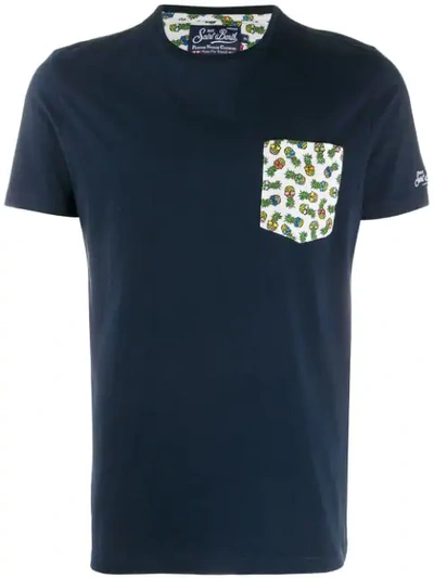 Mc2 Saint Barth Printed Patch Pocket T-shirt In Blue