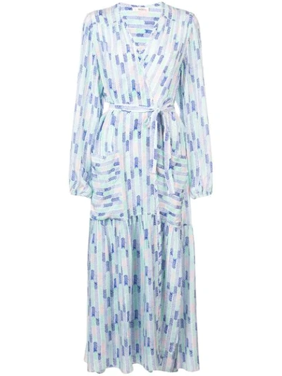 Lemlem Gigi Dressing Gown Wrap Dress In Blue