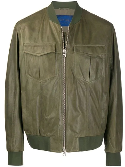 Drome Leather Bomber Jacket In Green