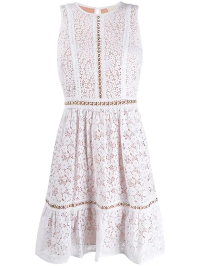 Michael Kors Mini Mod Floral Lace Sleeveless Dress In White