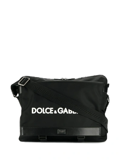 Dolce & Gabbana Logo Messenger Bag In Nero Bianco (black)