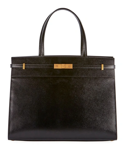 Saint Laurent Manhattan Medium Grained Tote Bag In Black