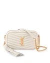 Saint Laurent Lou Mini Ysl Grain De Poudre Camera Crossbody Bag In Off-white