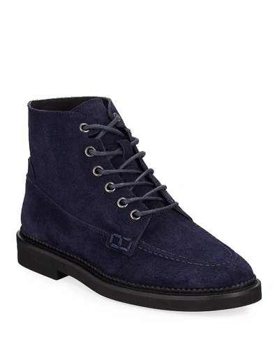 Tod's Combat Lace-up Suede Ankle Boots In Blue