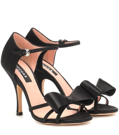 Rochas Satin High-heel Bow Sandals In Black