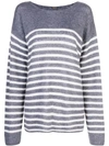 Adam Lippes Brushed-cashmere Breton-striped Boat-neck Sweater In Blue