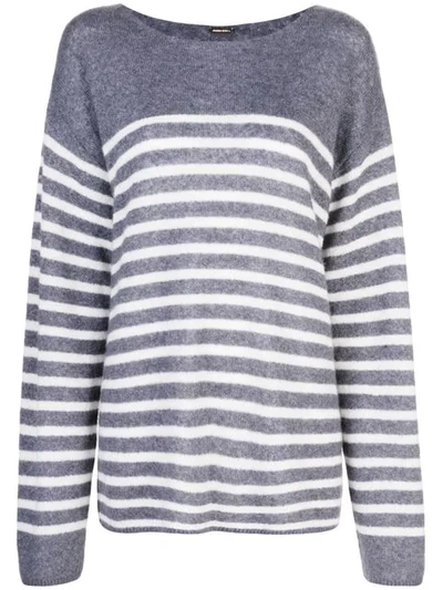 Adam Lippes Brushed-cashmere Breton-striped Boat-neck Sweater In Blue