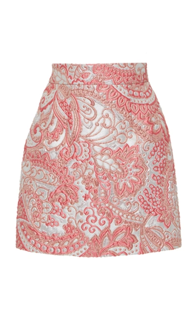 Dolce & Gabbana Jacquard A-line Mini Skirt In Pink Pattern