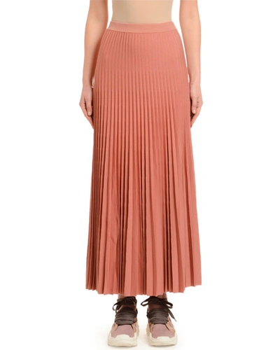 Agnona Pleated Wool Skirt, Dark Pink