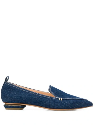 Nicholas Kirkwood Beya Denim Point-toe Flats In Dark Denim