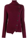 Isabel Marant Cashmere Asymmetric Button-front Sweater In Burgundy