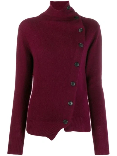Isabel Marant Cashmere Asymmetric Button-front Sweater In Burgundy