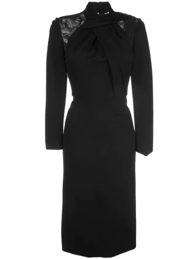 Jason Wu Collection Long-sleeve Twisted Ponte Midi Dress In Black