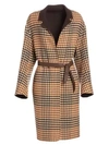 Loro Piana Melvin Cashmere Checked Leather-belted Coat In Square Beige Coffee