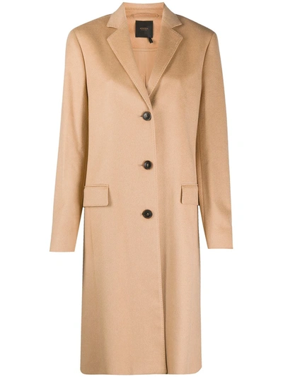 Agnona Cashmere Single-breasted Slim Coat, Camel
