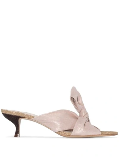 Sophia Webster Bonnie Glittered Bow Mules In Pink