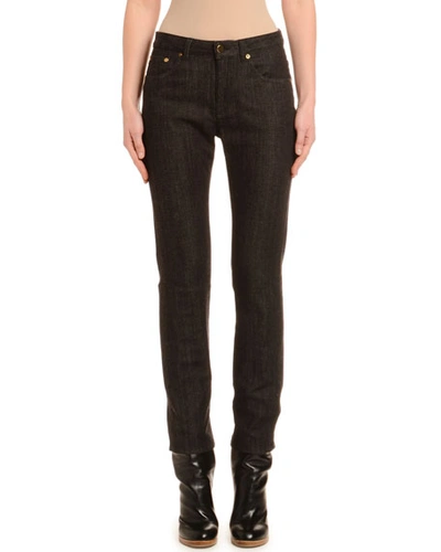 Agnona Tapered Cashmere-line Skinny Jeans In Black