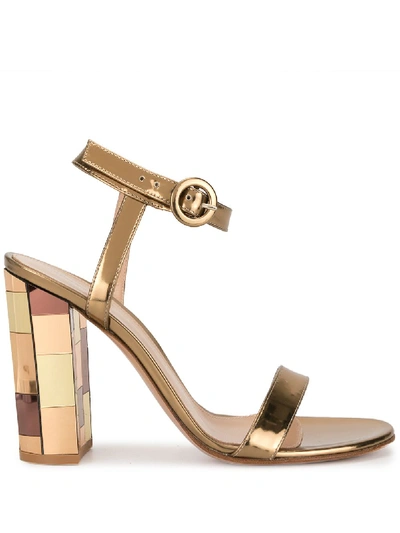 Gianvito Rossi Metallic Mirrored-heel Sandals In Gold