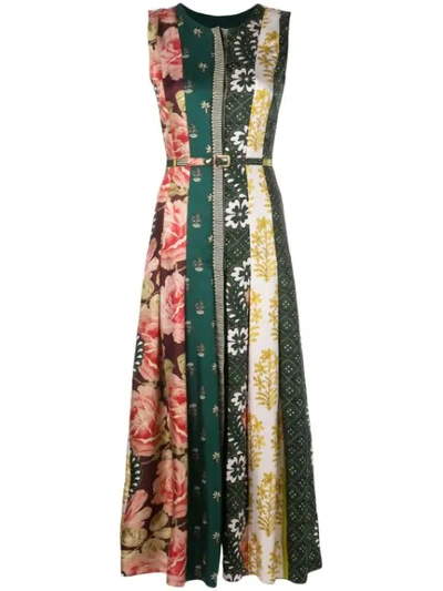 Oscar De La Renta Belted Floral-print Silk-jacquard Midi Dress In Multi