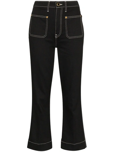 Khaite Raquel Cropped High-rise Flared Jeans In Black