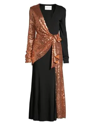 black and copper dress