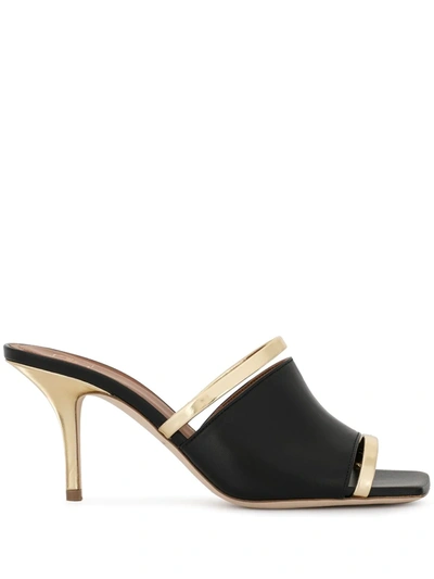 Malone Souliers Laney Banded Metallic Mule Sandals In Black & Platino