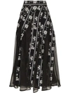 Sacai Fair Isle-panelled Midi Skirt In Black