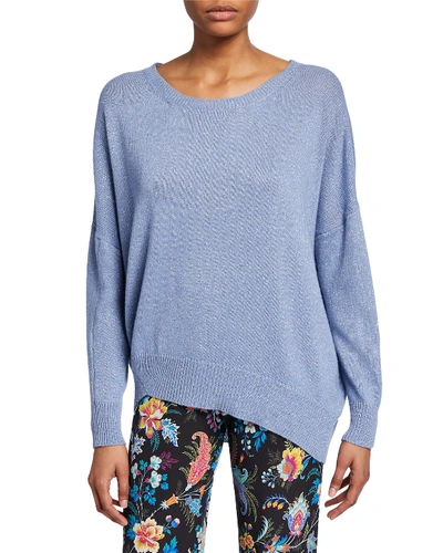 Etro Wool-cashmere Asymmetric Sweater In Blue