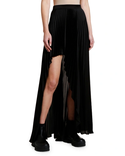 Stella Mccartney Pleated High-low Maxi Skirt In Black