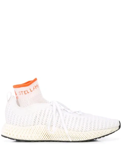 Adidas By Stella Mccartney Alphaedge 4d Knit Sock Sneakers In Core White, True Orange & Core Black