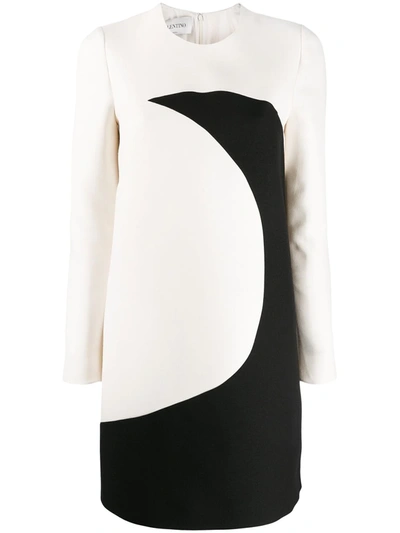 Valentino Long-sleeve Moon-print Crepe Couture Dress In Ivory